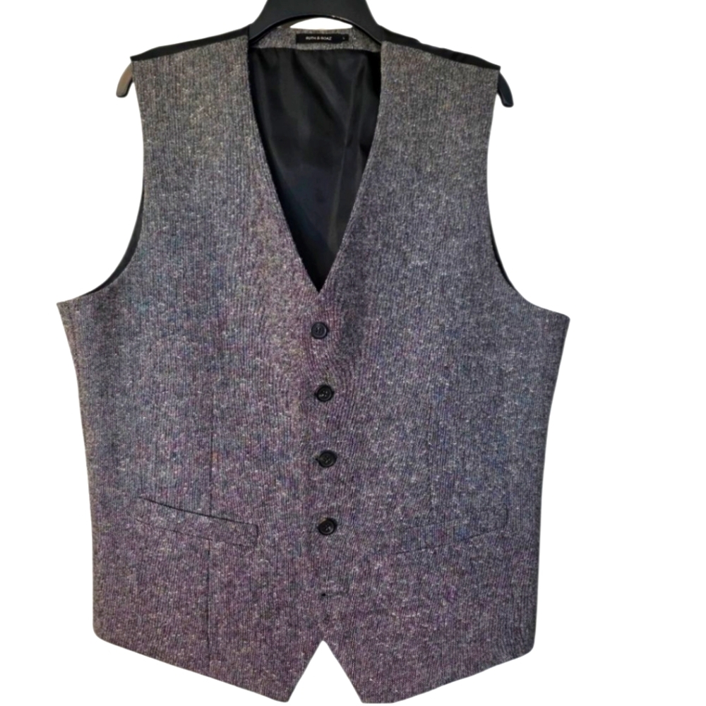 Ruth And Boaz Sophisticated Charcoal Wool Blend Suit Vest for Men L EUC 5 Button